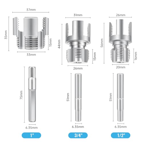 5 pcs Integrated Internal & External Pipe Threading Tool Kit with 1/2" 3/4" 1" Dies, Broken Bolt/Stripped Screw Extractor, 40Cr Steel Portable Set with Case for Plumbing, Electric Drill Compatible by Generic - Image 2