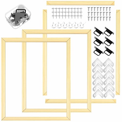 DoubleFill 3 Pack 12x16 Inch DIY Canvas Stretcher Bars Canvas Frame Wood Frames Kit Easy to Assemble for Prints Posters Oil Painting Painting Embroidery Stitch and Needlepoint Arts