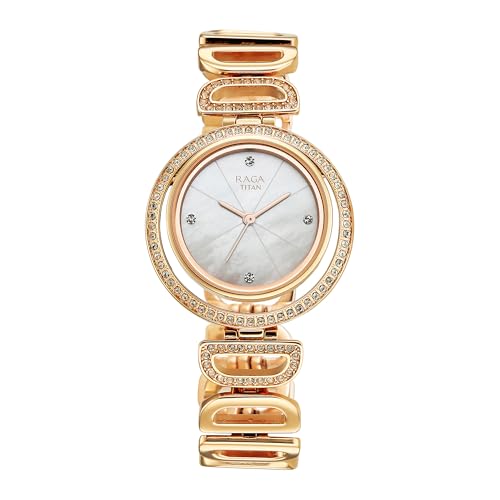 Image of Titan Raga Glimmers Quartz White Round Dial Women's Analog Watch - 95329WM01F