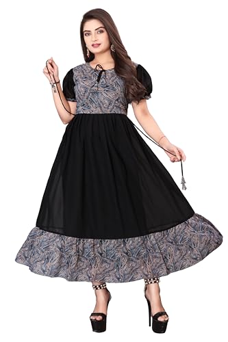 Image of eightone Floral Printed Cotton Frock for Women | Fit and Flare Midi One Piece Dress | Casual Western Dress for Women