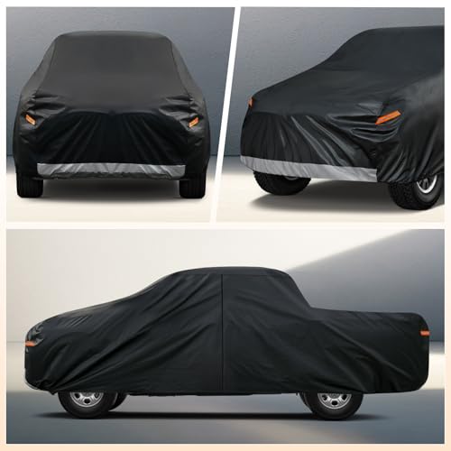 Image of Kayme Truck Cover Custom Fit Dodge Ram 1500(1994-2001) Regular Cab Short Bed. Full Exterior Heavy Duty Outdoor Pickup Truck Car Cover Waterproof All Weather.Car Tarp for Wind Sun Dust Protection.Black