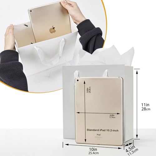 Sacs cadeaux blancs Papertide lot de 30 grand format en papier kraft