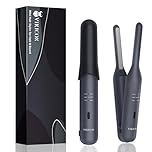 VIKICON Beard Straightener for Men, 2-in-1 Cordless Thin Hair Straighteners and Curler, Rechargeable Pencil Straighteners with 3 Heat Settings, Portable for Beard, Short Hair, Pixie Cuts