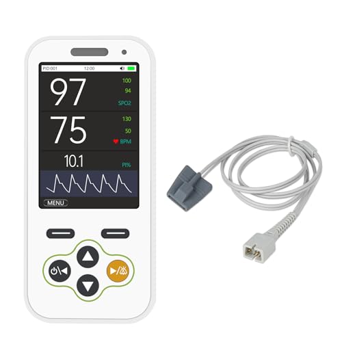 Handheld Pulse Oximeter with Continuous SpO2 Monitoring and Real-Time Alarm, Adjustable Alarm Threshold and Volume, Portable Oxygen Monitor for Sports and Wellness Use