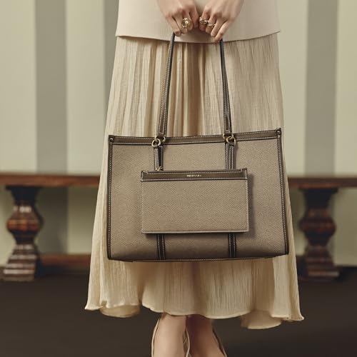 Image of Miraggio Women's Caitleen Solid 14 Inch Tote Bag With 3 Compartments | Tote Bags For Women Office Use Work & Travel Handbag