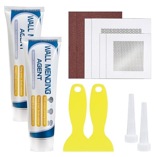 Wall Repair Kit with Drywall Patch Sandpaper Filler Paste and Scraper for Repairing Holes Peeling Graffiti Cracks