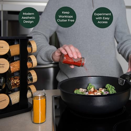 My Luxury Cuisine Rotating Spice Rack, Aesthetic Inside Cupboard or Free Standing Organiser with 16 Jars, Lids and Labels for Easy Sorting - Cosy Home Interiors My Luxury Cuisine Rotating Spice Rack, Aesthetic Inside Cupboard or Free Standing Organiser with 16 Jars, Lids and Labels for Easy Sorting - Image 7