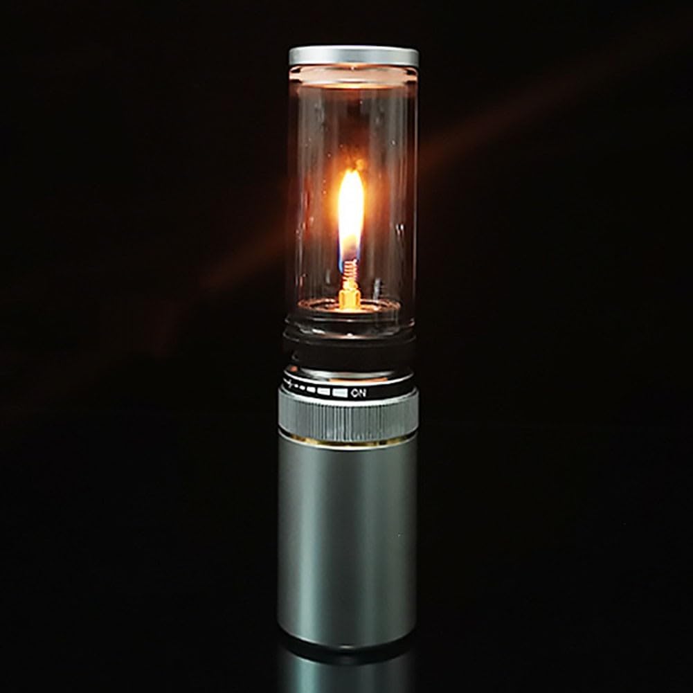 Lampada da campeggio all'aperto per pesca, escursionismo, alpinismo, campeggio all'aperto, lampada a gas luce ambientale, lanterna da campeggio, 15,6 x 3,8 cm (con scatola del gas bianca)