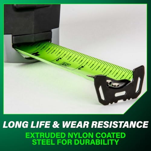 Metabo HPT Measuring Tape, 25' TruRange, Long Reach 17-ft, High Visibility Green Blade, 1/8" Incremental Fractions, Durable Extruded Nylon Coated Steel, Lightweight Design, 115925M by Metabo HPT - Image 7