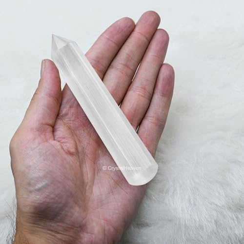 Image of Selenite Crystal Wand - Pointed Crystal Wand for Energy Healing, Chakra Balancing, Meditation and Home Decor - Crystals and Healing Stones for Gift