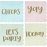 Festive Cocktail Party Napkins for Birthday, Graduation Party (5 In, 4 Colors, 100 Pack)