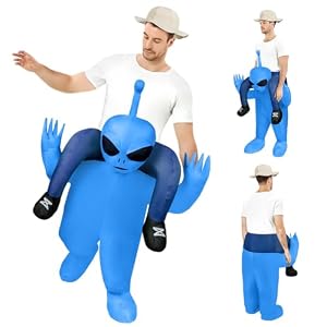 AYBUY Alien Kostüm, Außerirdischen Aufblasbares Kostüm für Erwachsene, AlienKostüm Karneval Verkleidung, Fasching und Motto-Party, Alien Huckepack Kostüm, Halloween Kostum (Blau, Erwachsener)
