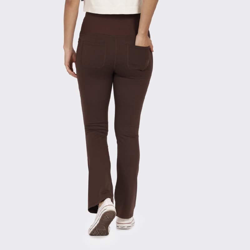 Image of Blissclub Ultimate Flare Pants for Women Above 5'5 ft Tall | Ribbed Waistband, 4 Pockets | High Waist Trousers and Formal Pants for Office wear