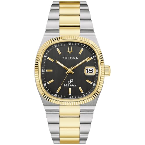 Bulova Super Seville Black Dial Two-Tone Stainless Steel Bracelet Watch 98B458