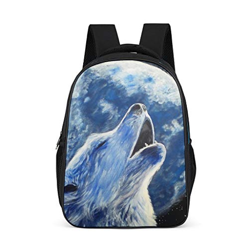 Mochila escolar para niños  diseño de lobo y luna