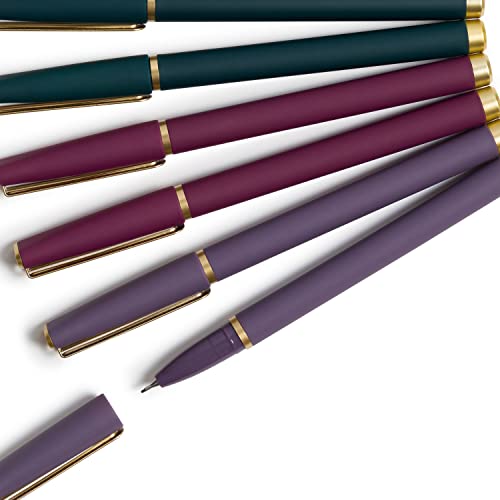 U Brands Soft Touch Catalina Felt Tip Pens, 0.7Mm Emerald, Maroon And Purple Barrels, Black Ink, 6 Count (4520A04-24) #TOP6