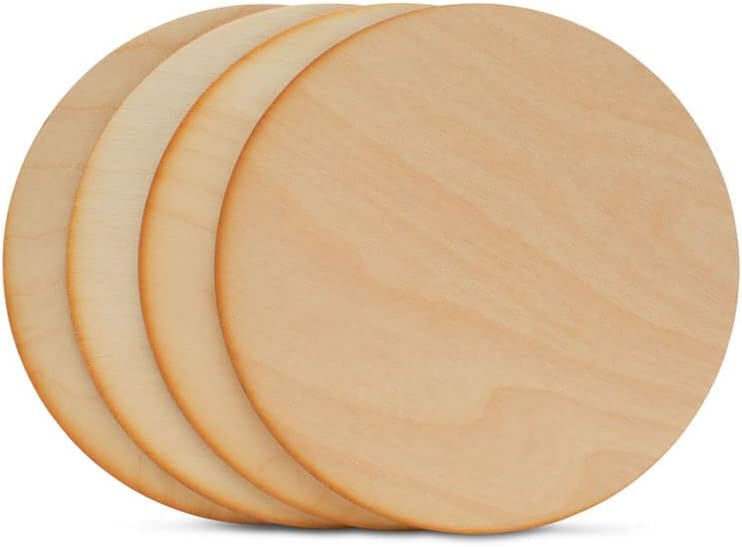 8-inch Wood Circles, 1/8-inch Thick with Rustic Burnt Edges, Pack of 3 Birch Plywood Discs, Wood Rounds, Unfinished Wood Circles for Crafts, by Woodpeckers