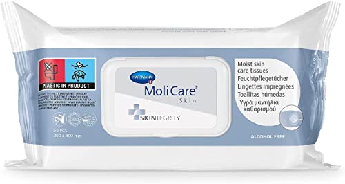 MoliCare Toallitas Íntimas Desechables, Humedecidas con Loción Limpiadora, Libre de PEG, 50 Unidades