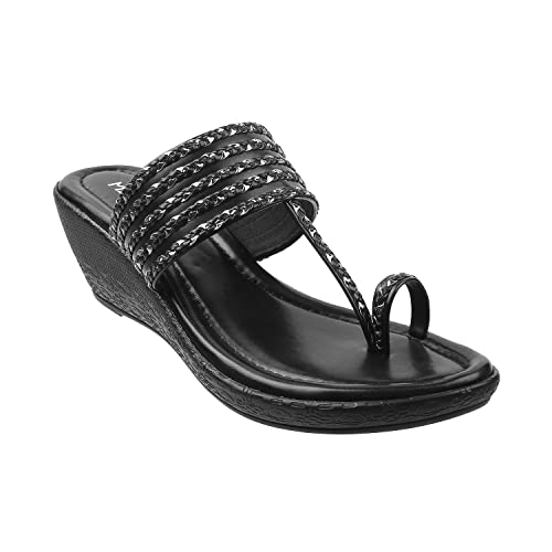 Metro Women Embellished Toe Ring Wedge Heel Ethnic Fashion Sandals - Image 2