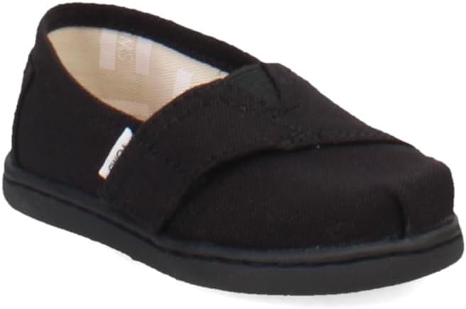 TOMS Tiny Classic Black Canvas Alpargata, Black, 6