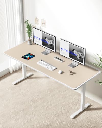 Image of YSAGi Leather Desk Pad Protector, Office Desk Mat, Large Mouse Pad, Non-Slip PU Leather Desk Blotter, Laptop Desk Pad, Waterproof Desk Writing Pad for Office and Home (Eggshell, 55 inch x 24 inch)