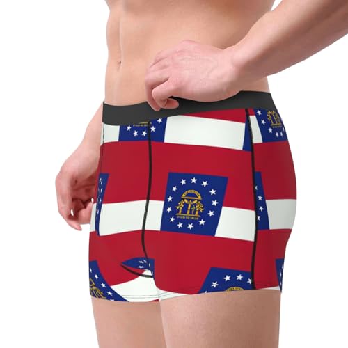 Georgia State Flag Print Men'S Boxer Briefs,Moisture Wicking Breathable Cotton Underwear Comfort Flex Waistband4