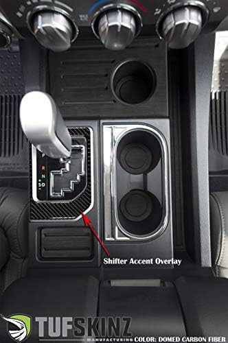 TufSkinz | Center Console Shifter Accent Trim Compatible with 2014-Up Tundra - 1 Piece Kit (Real Carbon Fiber (Domed))