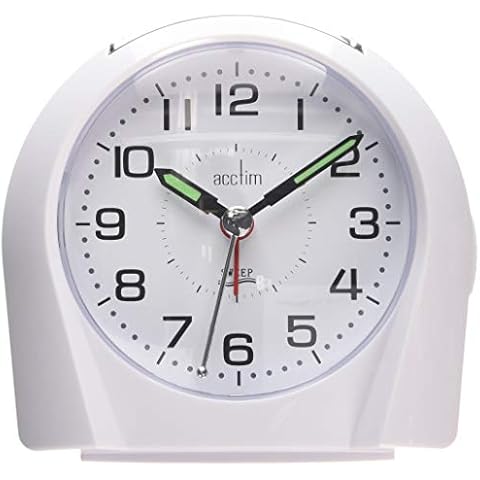 Acctim Europa Analogue Alarm Clock Non Ticking Sweep Quartz Luminous Hands Energy Efficient White 14112 Cover