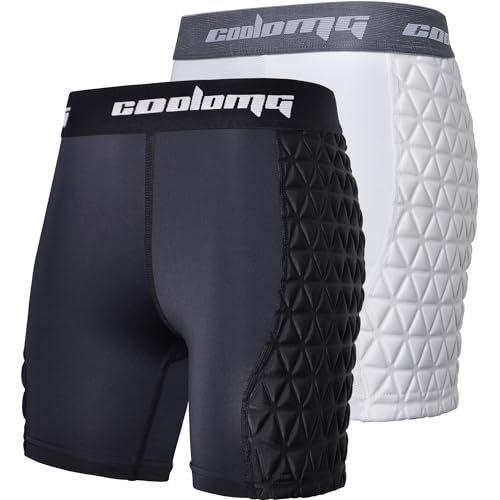 COOLOMG 2-Pack Girls Youth Softball Sliding Shorts Padded Compression Underwear Shorts Baseball Sliders Shorts