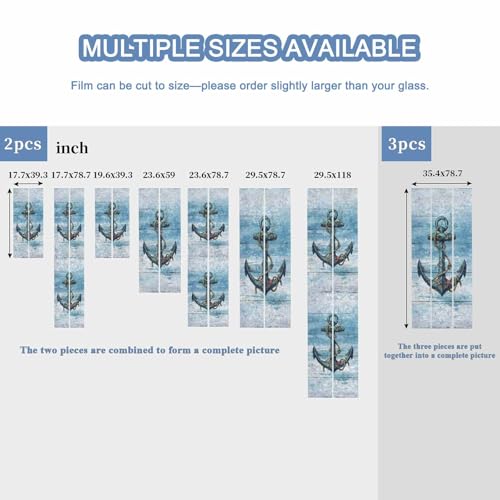 Película decorativa para ventana con ancla azul marino 17.7x39.3in miniatura 6