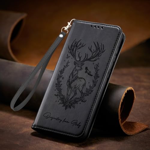 Étui OPPO Reno 10 5G / 10 Pro 5G housse portefeuille en cuir noir à rabat magnétique