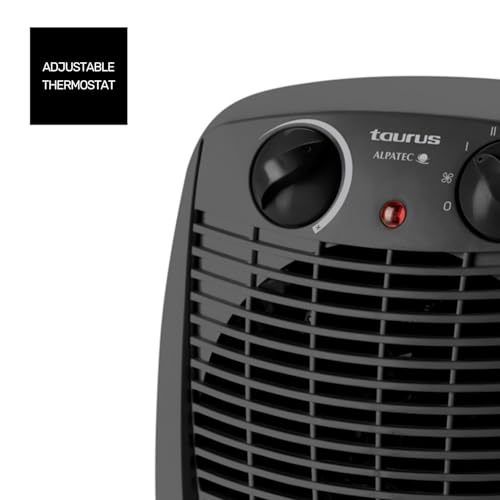 Detalle del termostato ajustable del calefactor Taurus New Gobi, que permite una regulación precisa de la temperatura.