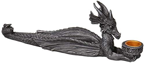 Pacific Giftware PTC 10 Inch Dragon Hand Painted Resin Incense and Candle Holder, Gray, Multi Color