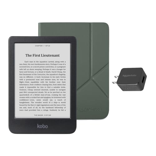 Kobo Clara BW eReader with Case Bundle (Misty Green SleepCover, Case + AC Bundle)