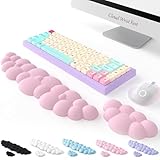 Repose-poignet mignon en forme de nuage - Restez au frais pendant un travail intense : le design concave-convexe 3D améliore la ventilation, gardant vos poignets au sec même lors d'une utilisation prolongée. Réduit l'accumulation de chaleur par rapport aux coussinets en mousse plats. Le support de poignet de jeu est un excellent cadeau pour les employés de bureau, les joueurs de jeu, les étudiants, les concepteurs éditoriaux, les programmeurs, les travailleurs à distance, etc.