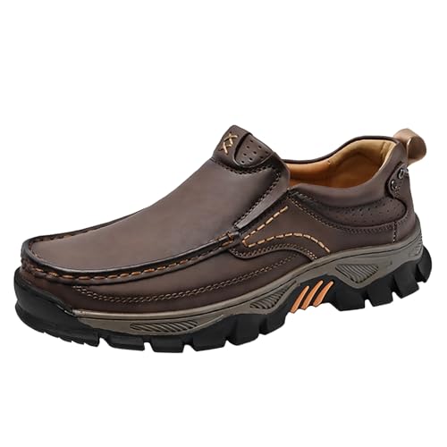 Men's Leather Slip On Loafers Shoes Non Slip Lightweight Comfortable Business Casual Comfortable Wide Width Working Shoes for Outdoor Hiking