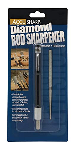 Accusharp Dual Rod Retractable Diamond Knife Sharpener - Unbreakable, Retractable Diamond-Coated Steel Rod Quickly - Sharpens, Restores, Repairs & Hones Straight & Serrated Knives #TOP1