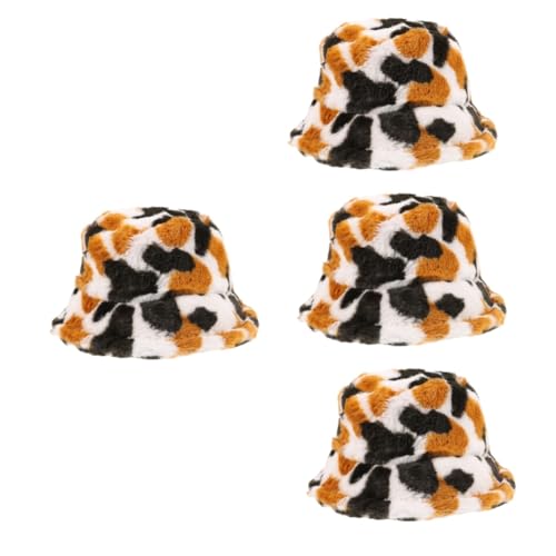 4 Chapeaux de pêcheur duveteux imprimé vache pour femme | BESTYASH