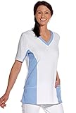 pflegeleicht bis 60° clinicfashion 12614042 Schlupfhemd weiß/hellblau für Damen, Mischgewebe, Größe XXXL