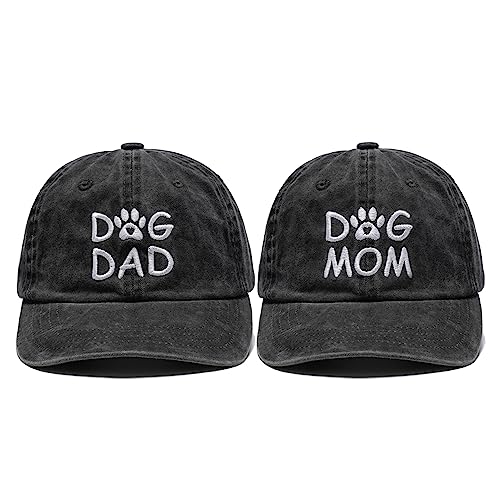 Fun Anniversary Birthday Gifts For Him Boyfriend Husband Couple-Vintage Dog Mom Hat Denim Wash Dad Mom Baseball Cap Adjustable Retro Funny Hats Distressed Sports Caps #TOP15