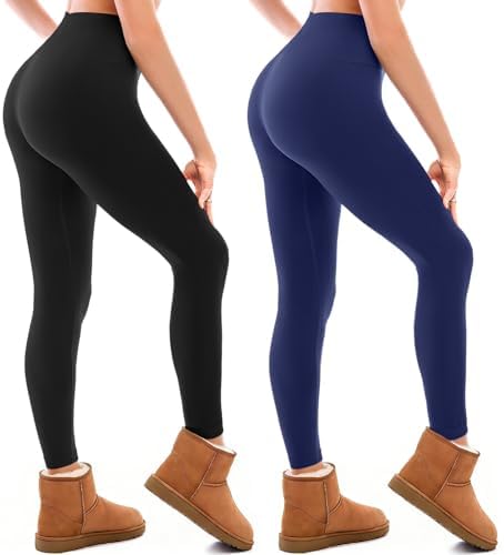 Walifrey 2er Pack Thermo Leggings Damen Winter für Sport Yoga | Gefütterte Fleece Thermoleggins High Waist Termostrumpfhosen