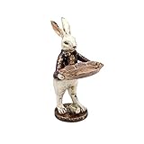Maße: 17cm x 14cm x 30cm Werner Voss Kartenhalter Hase Dekofigur Skulptur Kaninchen auf Standfuß mit Dekoschale Polyresin Shabby 30cm