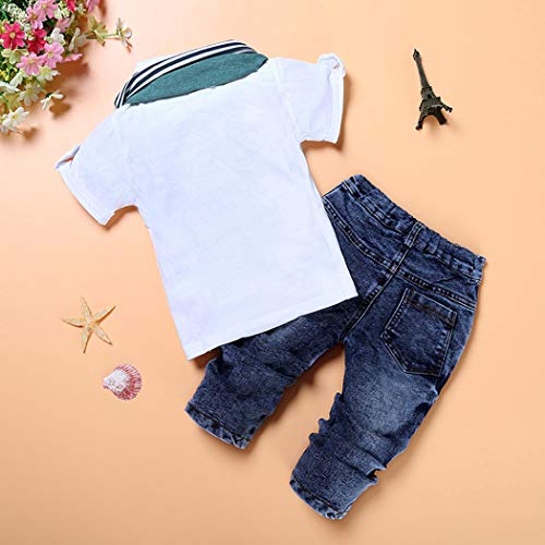 Image of MYGBCPJS 3Pcs Boy Handsome Outfit Set Plaid Shirt + T-Shirt + Suspender Jean Sets