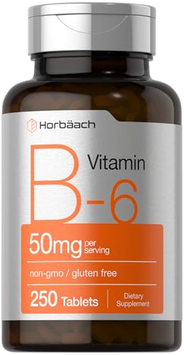 Horbach B6 Vitamin 50mg | 250 Tablets | Non-GMO & Gluten Free Supplement