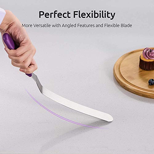 U-Taste 18/0 Stainless Steel Icing Spatula With Pp Plastic Handle, And 600ºf Heat Resistant 13 Inch Large Non-Stick Silicone Soup Ladle (Purple) #TOP3