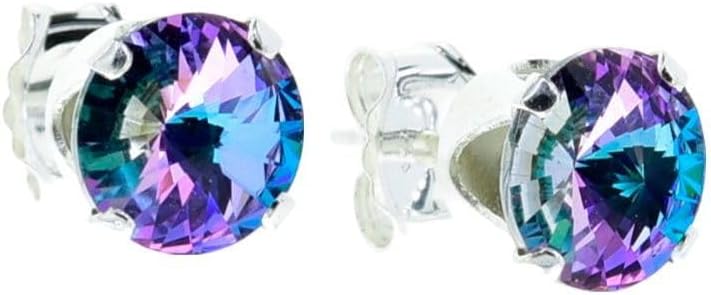 Sterling Silver Stud Earrings for Women, Austrian Crystal, Gift Box