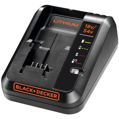 BLACK+DECKER BDC2A - Cargador de 18-54V 2Ah para Baterías de Litio, Tiempo de carga de 54V 1,5 Ah en 45 min, Tiempo de carga de una batería de 54 V y 2,5 Ah en 75 min