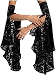 L'VOW Women's 1 Pair Gothic Sleeves Detachable Black Witch Gloves Victorian Lace Arm Sleeves Renaissance Vampire Accessory
