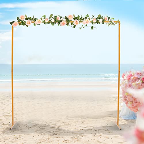 2 x 2 m in metallo per matrimonio, arco per palloncini, quadrato dorato, telaio in metallo, per cerimonia, festa di compleanno, giardino