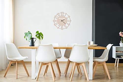 Homemania Round Wall Clock for Living Room Kitchen Office Sand White Metal 40 x 0.15 x 40 cm - Image 4